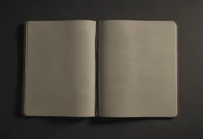 An open notebook with blank pages, photographed from directly above on a plain surface.