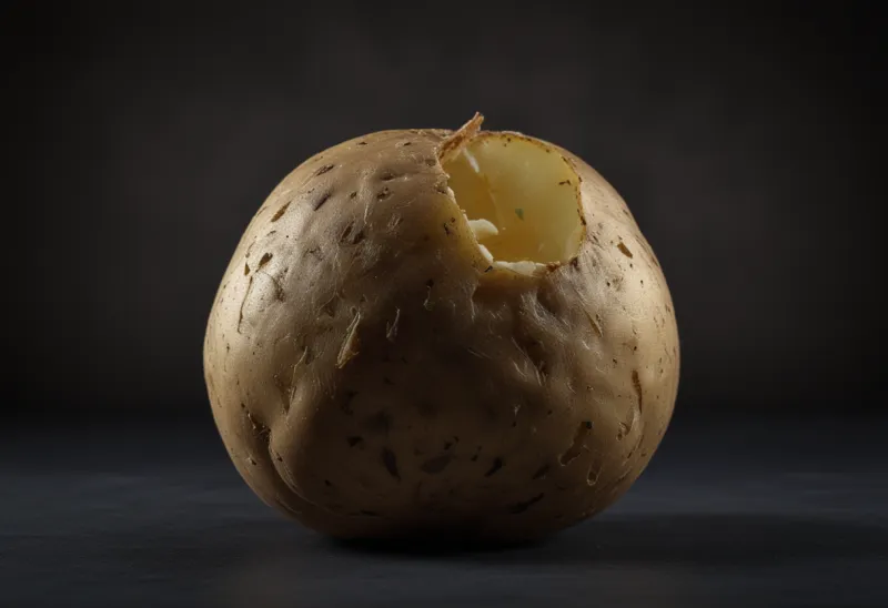 A single whole potato photographed close up and centered.